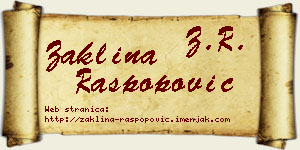 Žaklina Raspopović vizit kartica